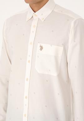 Erkek Krem Uzun Kollu Baskılı Gömlek - 50308561010