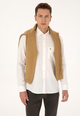 Erkek Krem Uzun Kollu Baskılı Gömlek - 50308561010