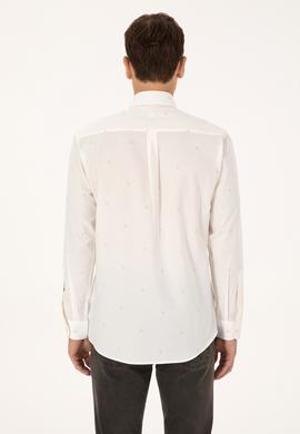 Erkek Krem Uzun Kollu Baskılı Gömlek - 50308561010