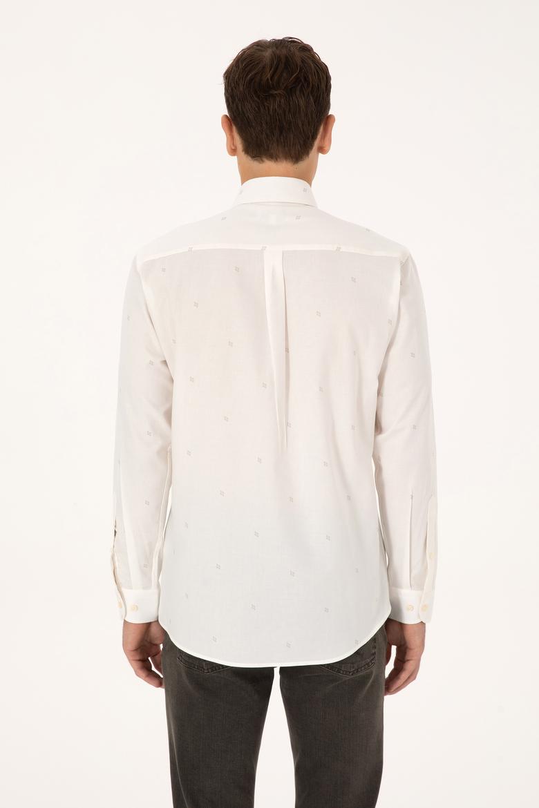 Erkek Krem Uzun Kollu Baskılı Gömlek - 50308561010