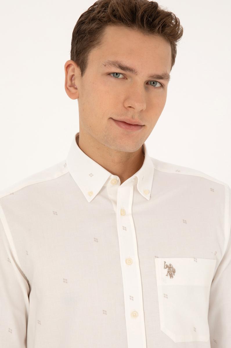 Erkek Krem Uzun Kollu Gömlek