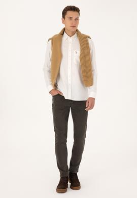 Erkek Krem Uzun Kollu Baskılı Gömlek - 50308561010