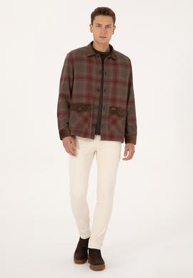 Erkek Bordo Kapüşonlu Gömlek - 50308360024