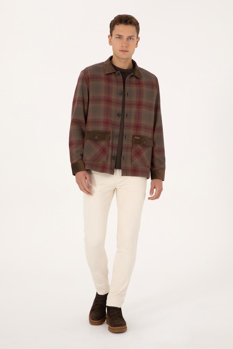 Erkek Bordo Kapüşonlu Gömlek - 50308360024