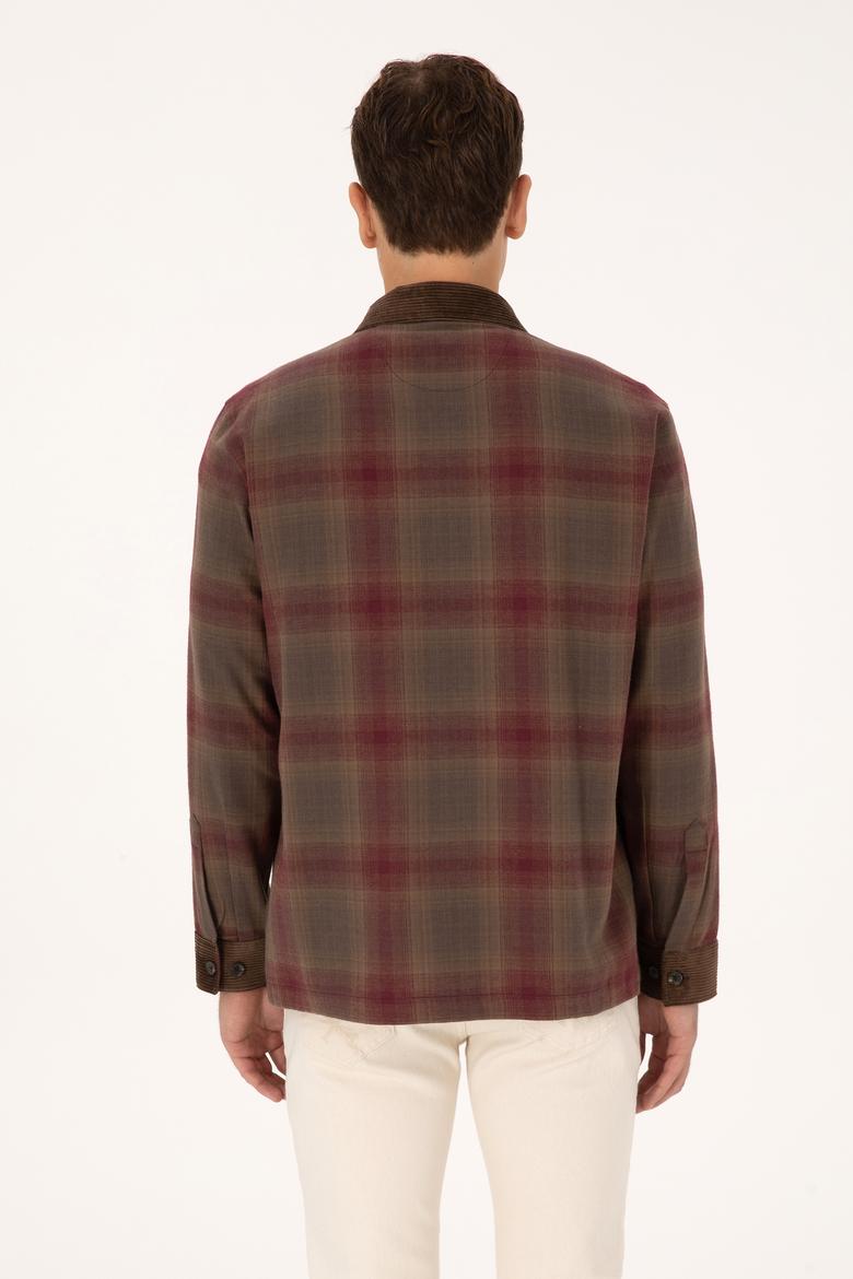 Erkek Bordo Kapüşonlu Gömlek - 50308360024