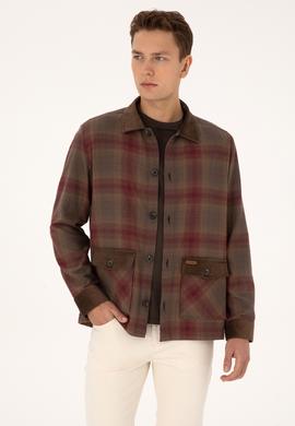 Erkek Bordo Kapüşonlu Gömlek - 50308360024