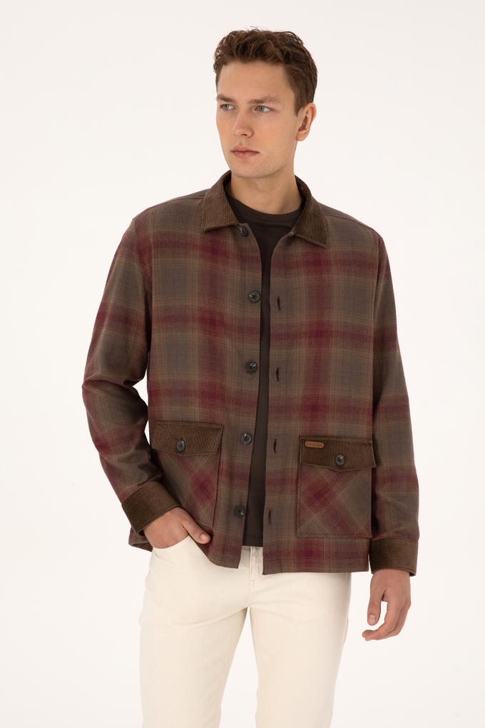 Erkek Bordo Kapüşonlu Gömlek