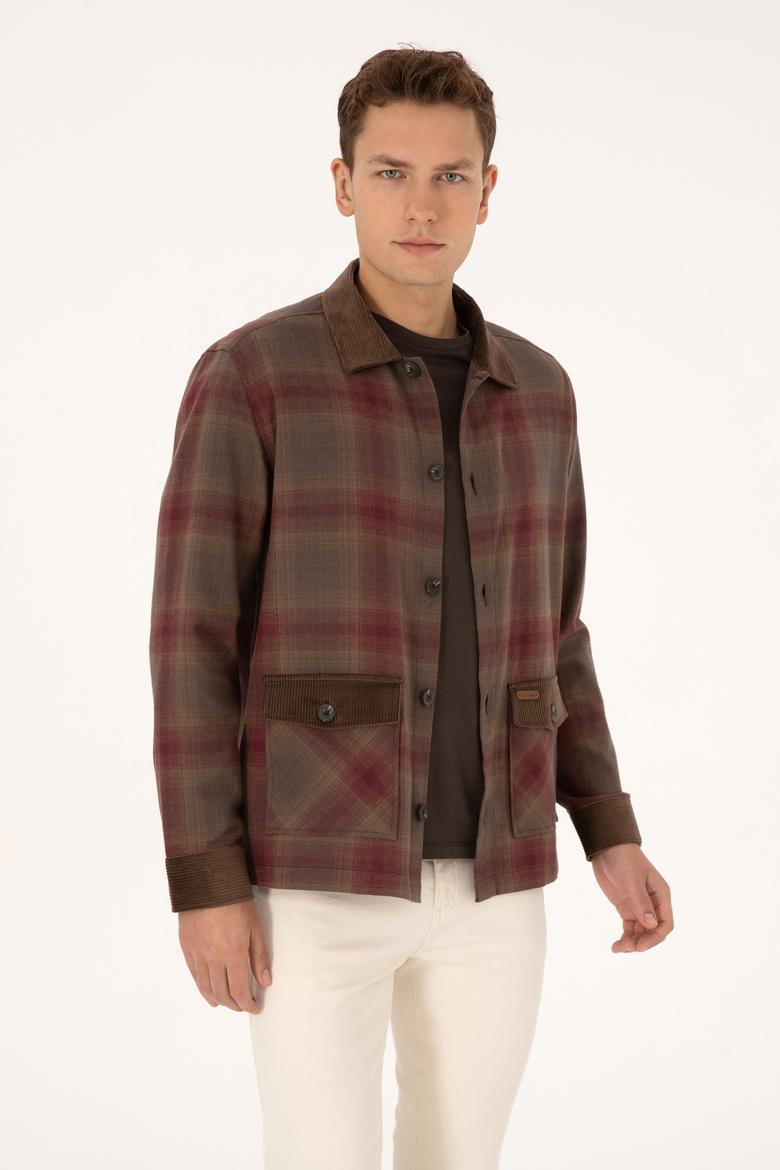 Erkek Bordo Kapüşonlu Gömlek - 50308360024