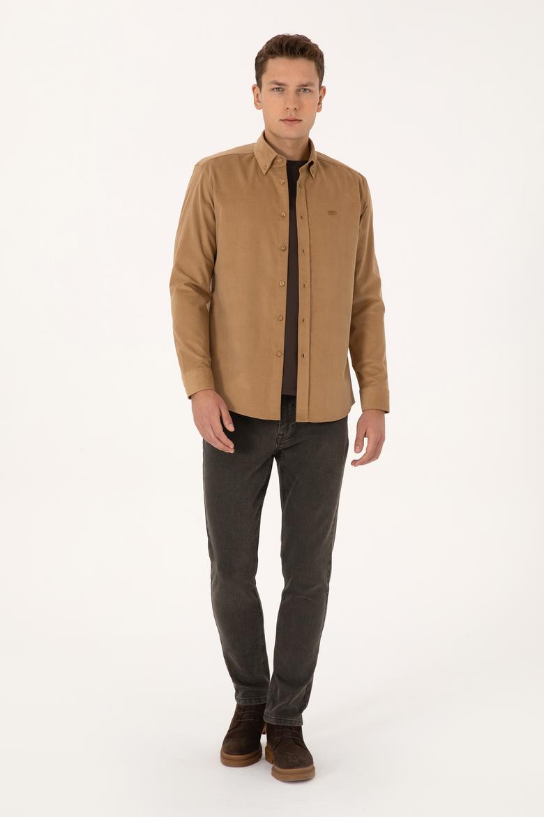 Erkek Hardal Uzun Kollu Gömlek - 50315915024