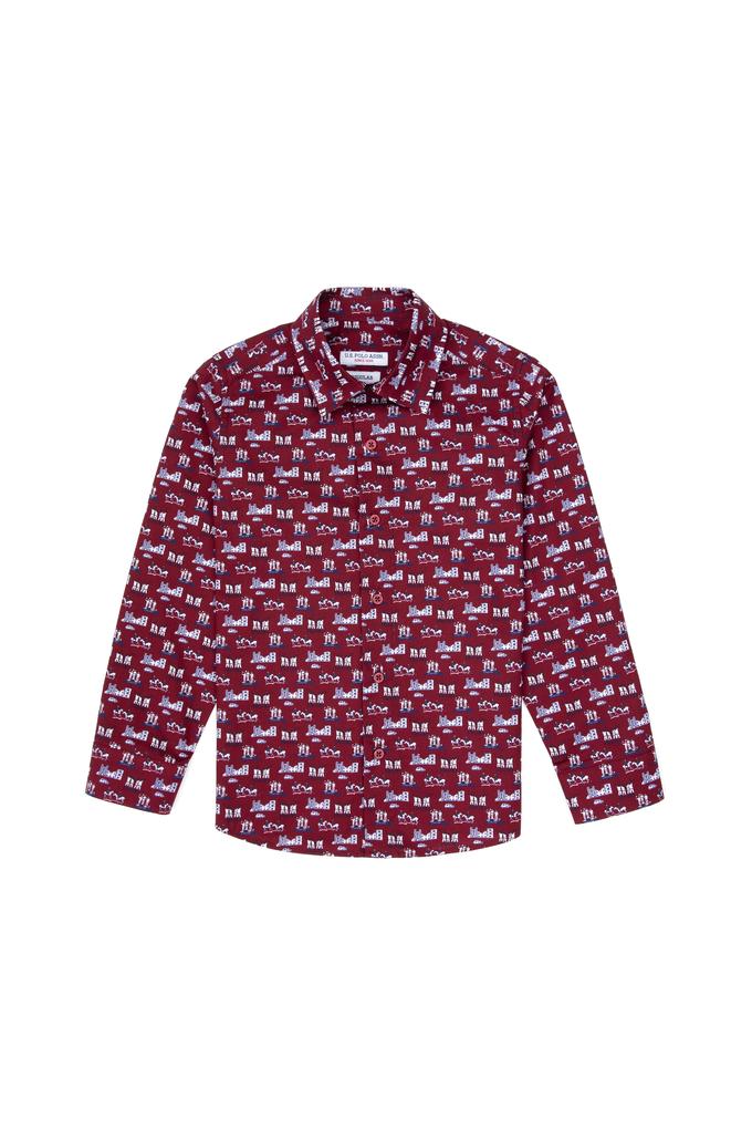 Erkek Çocuk Bordo Uzun Kollu Gömlek