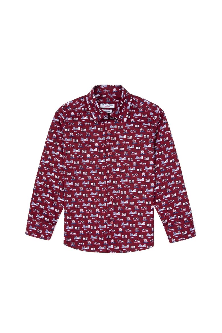 Erkek Çocuk Bordo Uzun Kollu Gömlek