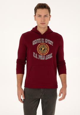 Erkek Regular Fit Kapüşonlu Şardonlu Bordo Sweatshirt - 50308999026