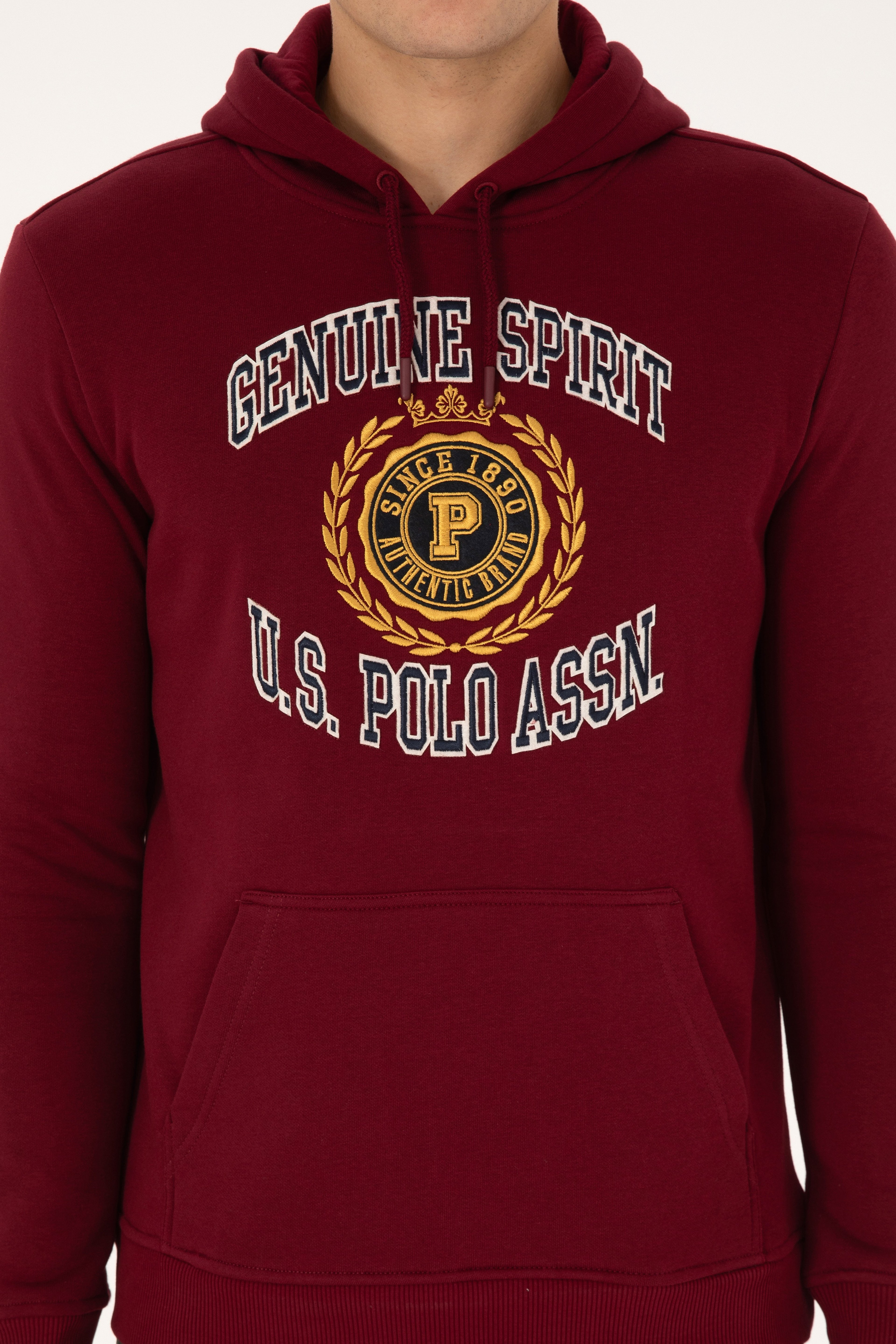 Erkek Regular Fit Kapüşonlu Şardonlu Bordo Sweatshirt