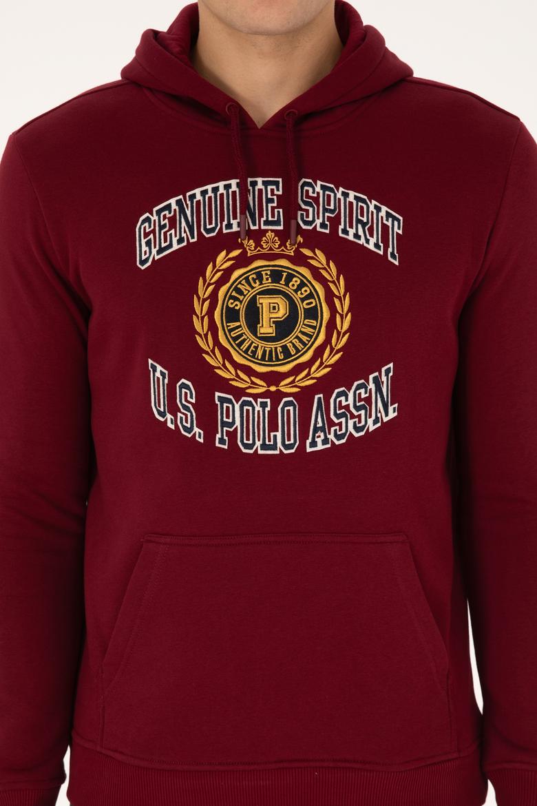 Erkek Regular Fit Kapüşonlu Şardonlu Bordo Sweatshirt - 50308999026