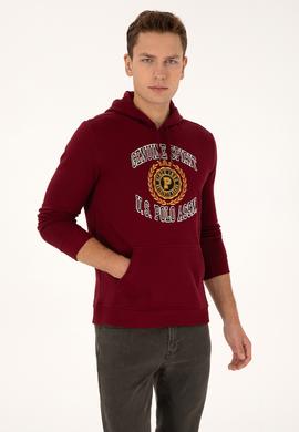 Erkek Regular Fit Kapüşonlu Şardonlu Bordo Sweatshirt - 50308999026