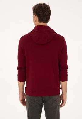 Erkek Regular Fit Kapüşonlu Şardonlu Bordo Sweatshirt - 50308999026