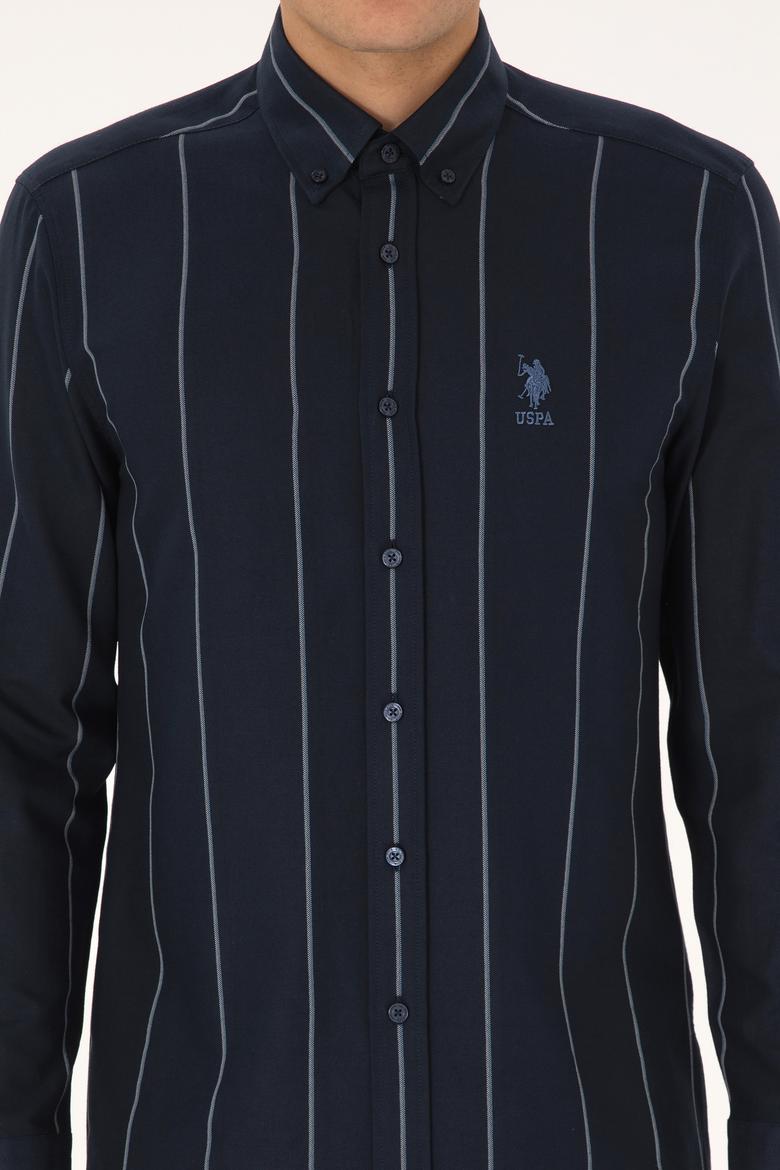 Erkek Lacivert Uzun Kollu Çizgili Gömlek - 50308537023