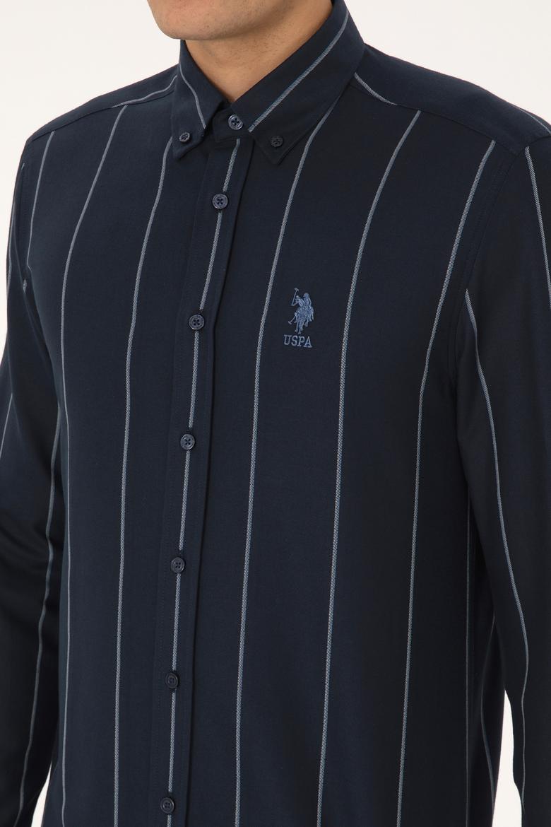 Erkek Lacivert Uzun Kollu Çizgili Gömlek - 50308537023