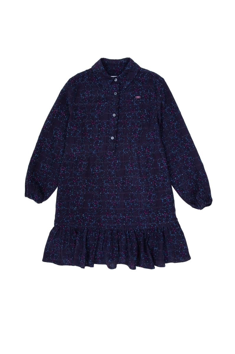Kız Çocuk Lacivert Dokuma Elbise