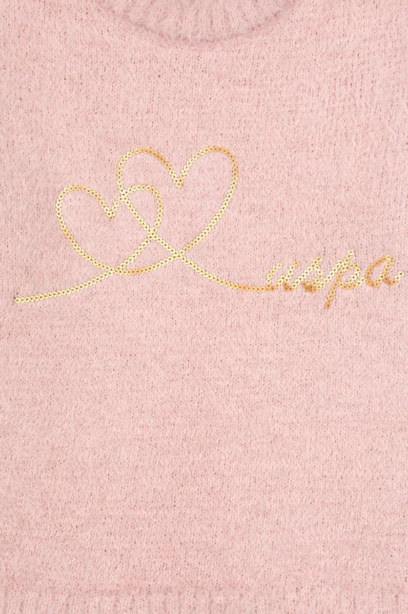 Kız Çocuk Bisiklet Yaka Pudra Kazak