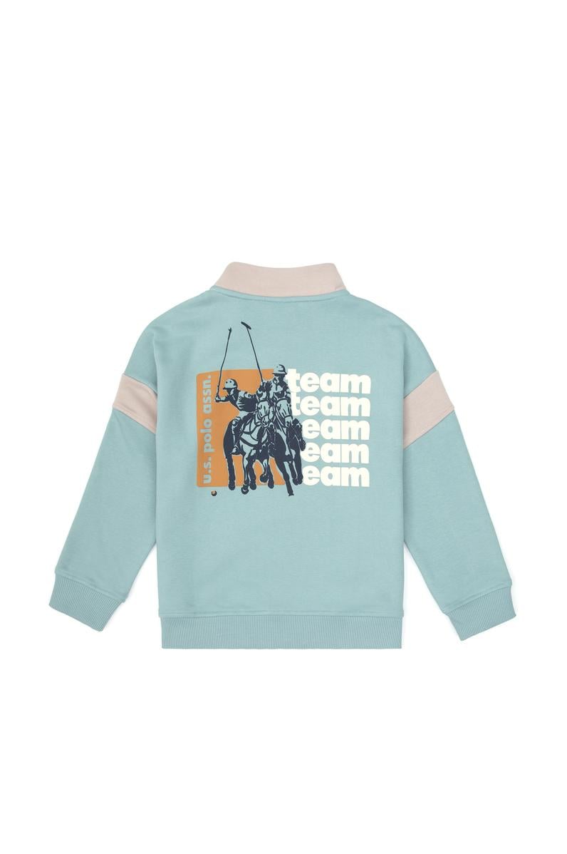 Erkek Çocuk Mint Yarım Fermuarlı Sweatshirt