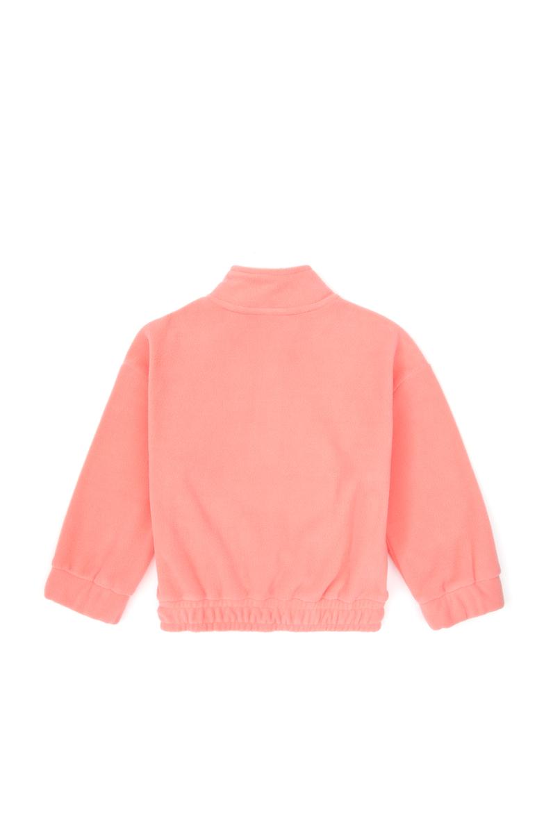 Kız Çocuk Neon Pembe Polarlı Yarım Fermuarlı Sweatshirt