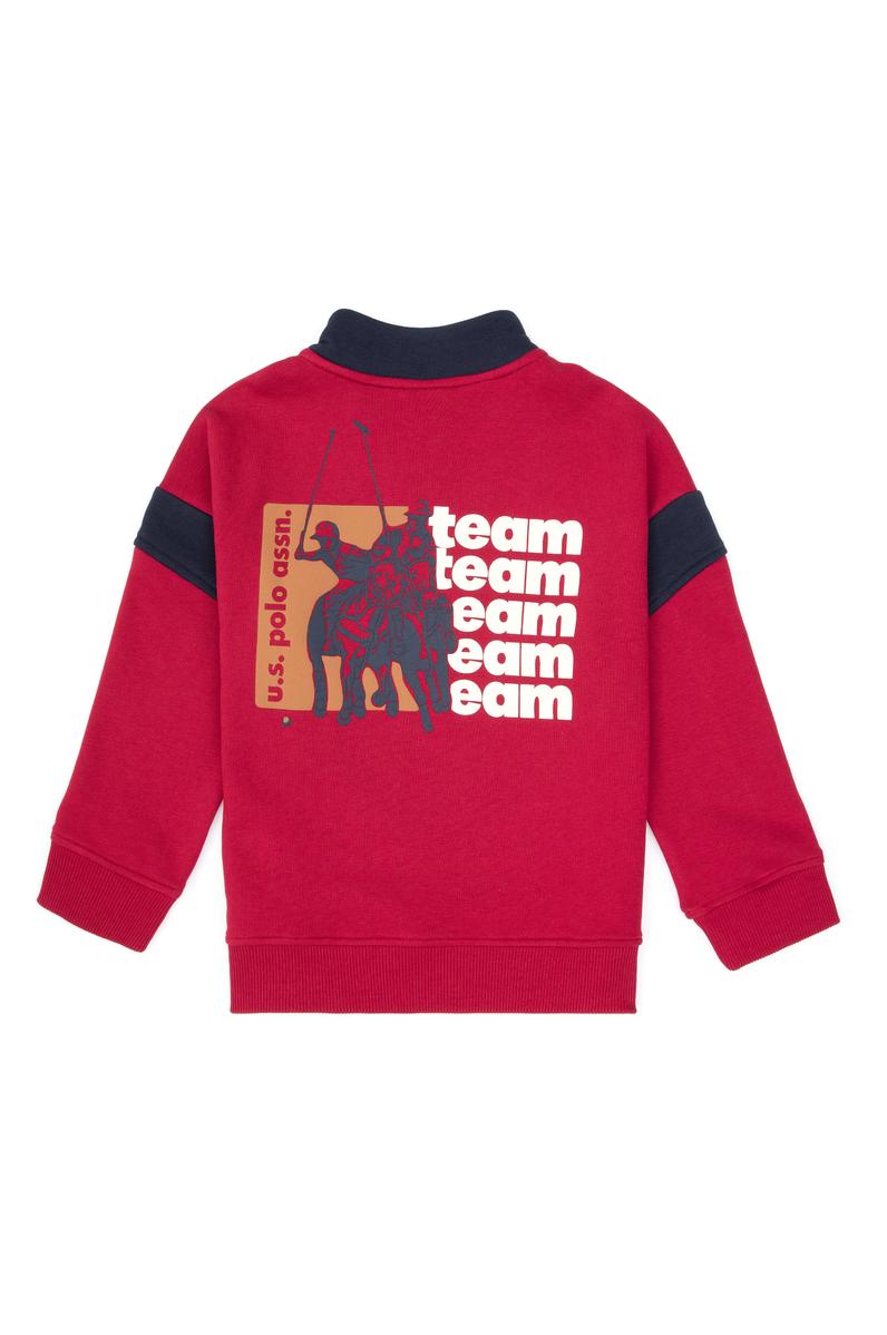 Erkek Çocuk Koyu Frambuaz Yarım Fermuarlı Sweatshirt