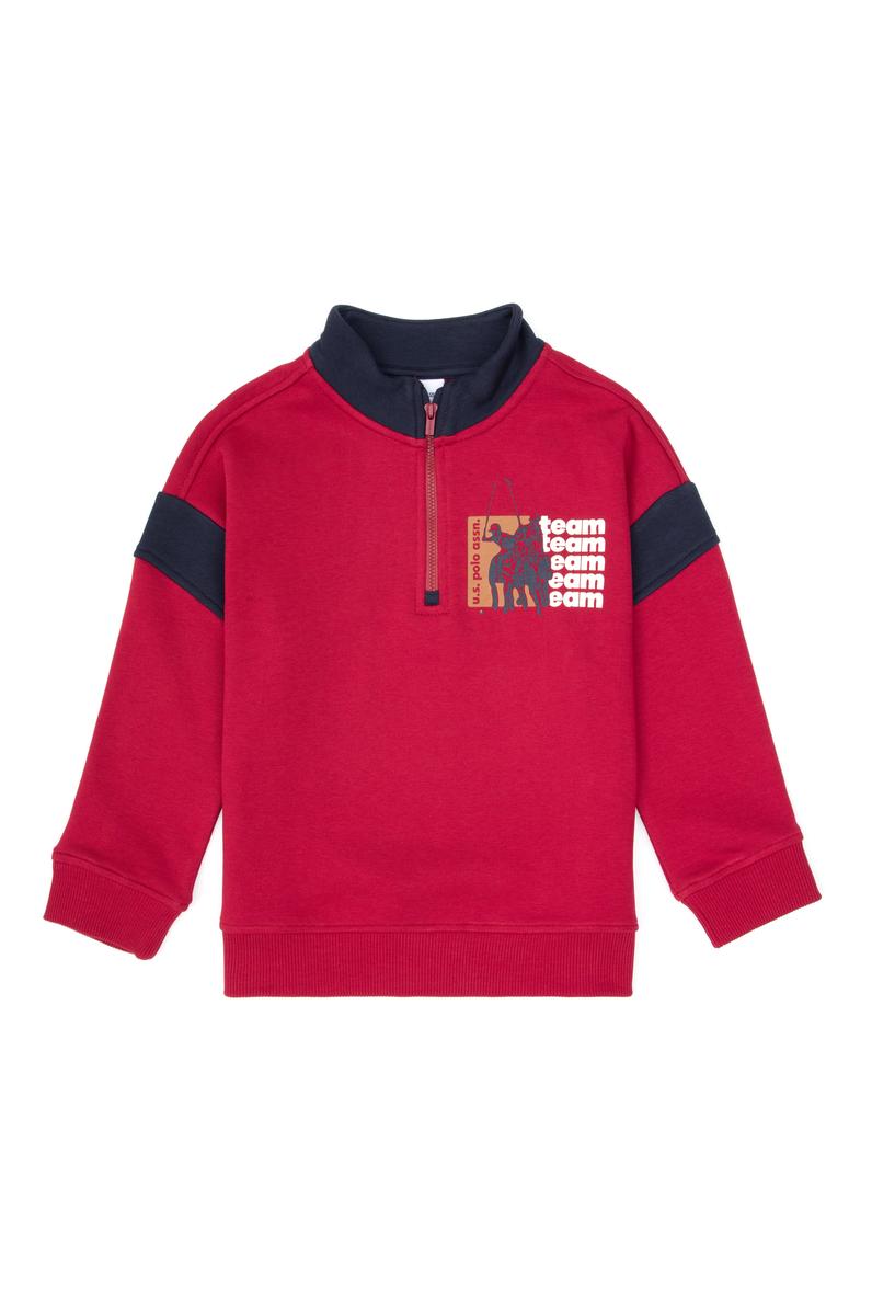 Erkek Çocuk Koyu Frambuaz Yarım Fermuarlı Sweatshirt