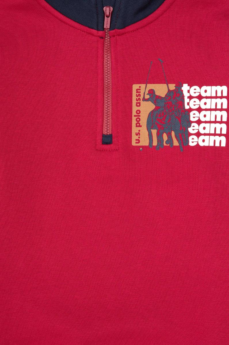 Erkek Çocuk Koyu Frambuaz Yarım Fermuarlı Sweatshirt