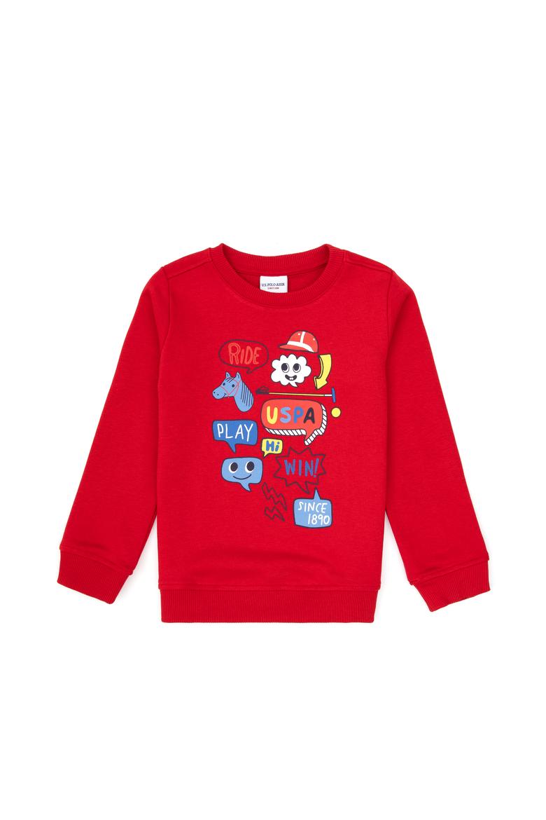 Erkek Çocuk Kırmızı Bisiklet Yaka Sweatshirt