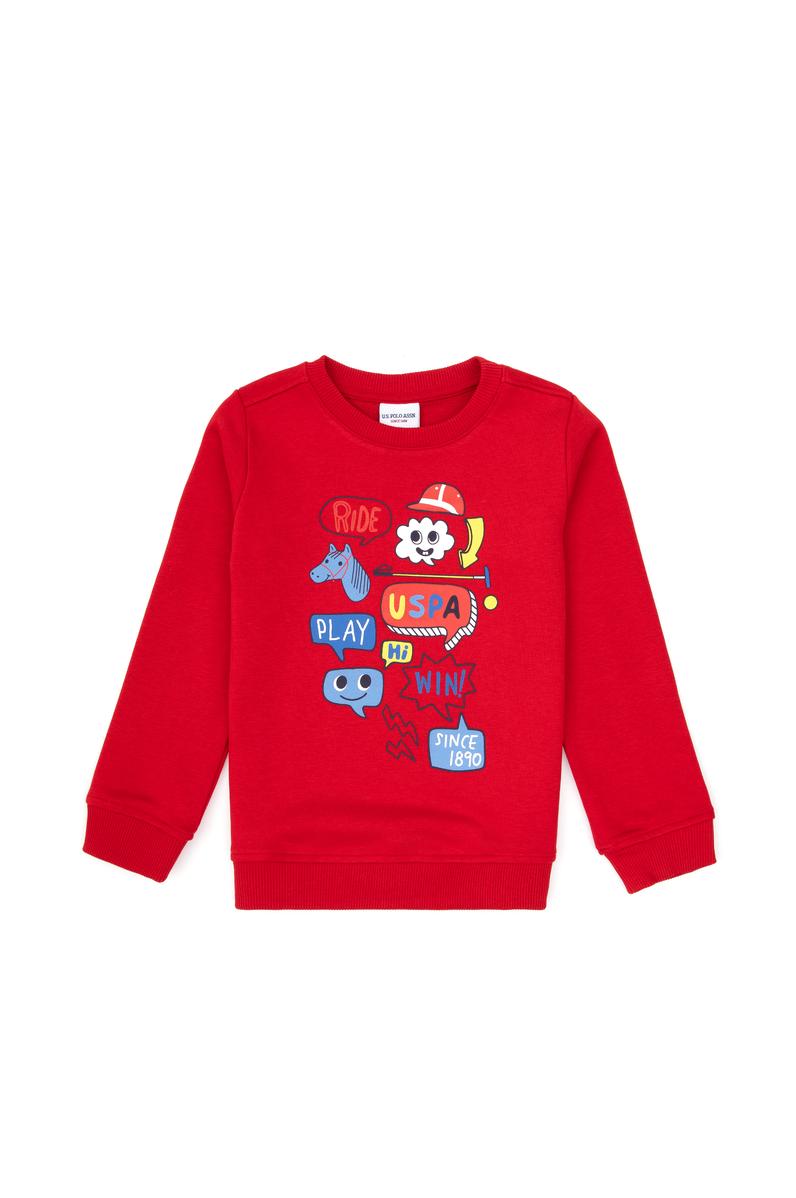 Erkek Çocuk Kırmızı Bisiklet Yaka Sweatshirt