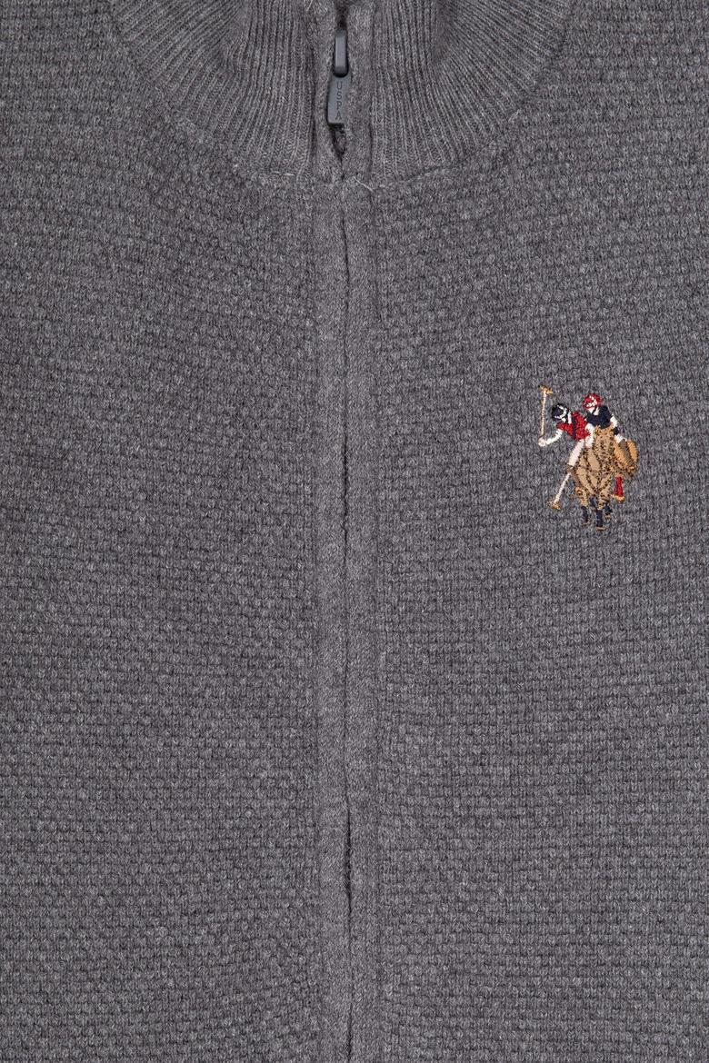 Erkek Çocuk Gri Melanj Fermuarlı Triko Hırka - 50311625018