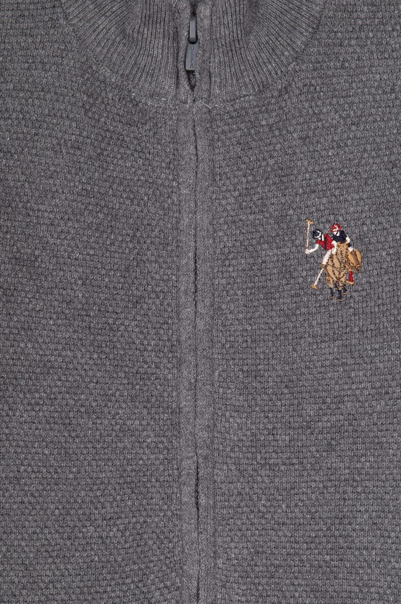 Erkek Çocuk Gri Melanj Fermuarlı Triko Hırka