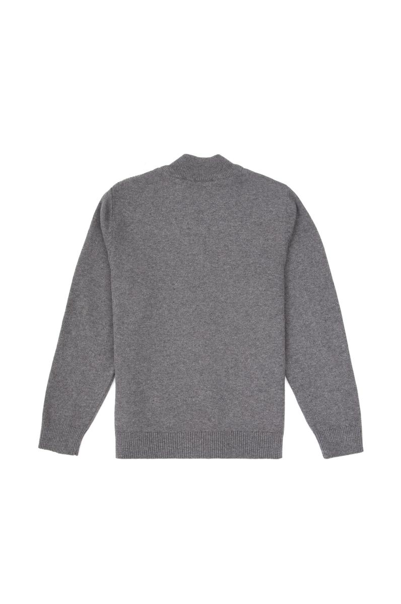 Erkek Çocuk Gri Melanj Fermuarlı Triko Hırka