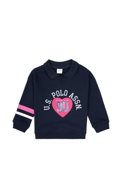 Kız Çocuk Lacivert Bisiklet Yaka Sweatshirt