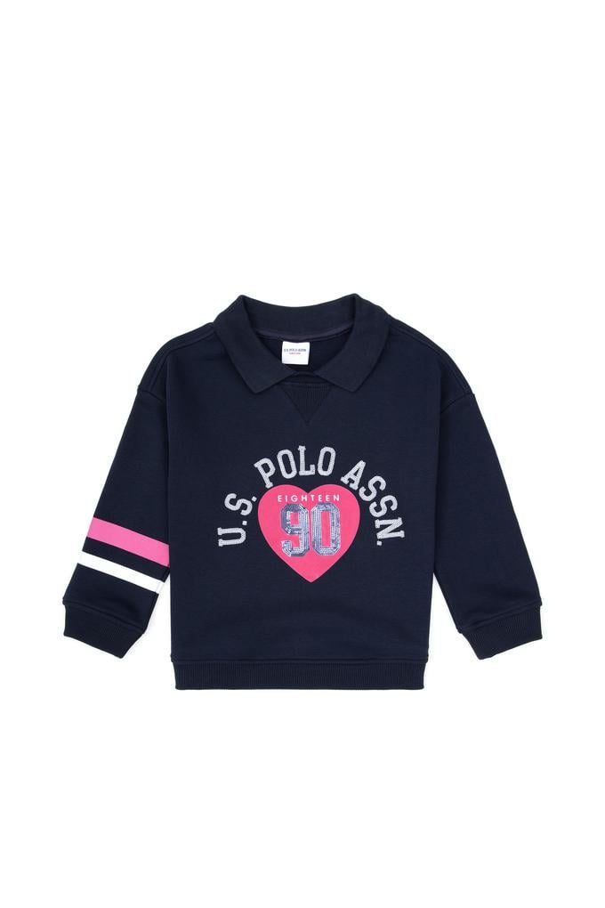 Kız Çocuk Lacivert Bisiklet Yaka Sweatshirt