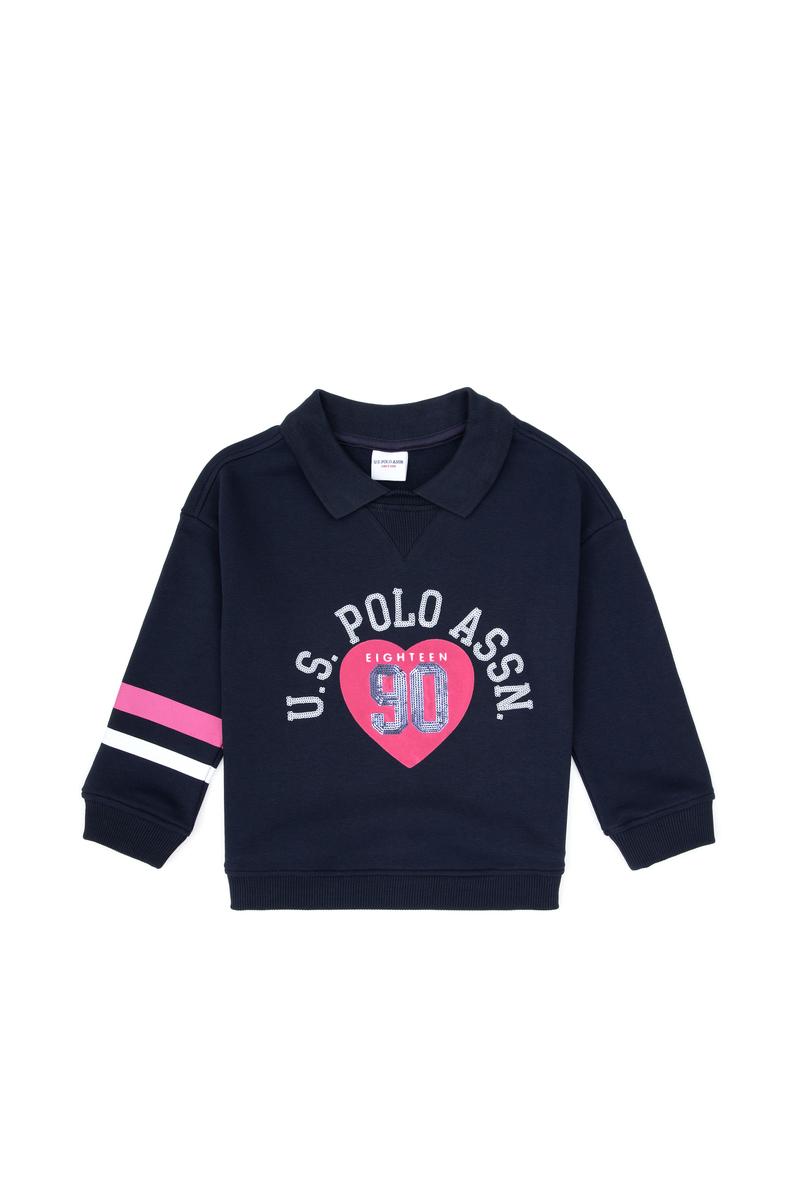 Kız Çocuk Lacivert Bisiklet Yaka Sweatshirt