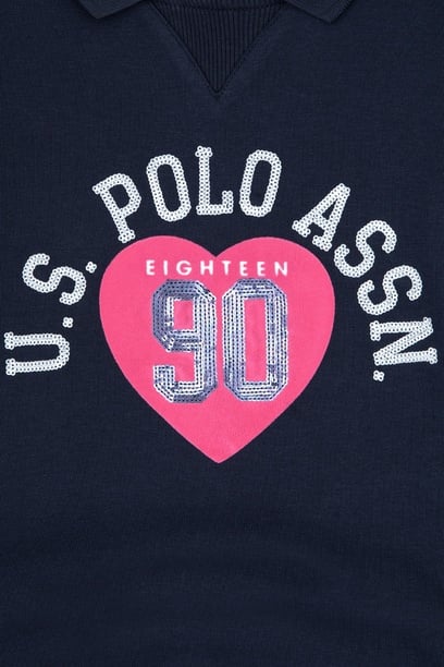 Kız Çocuk Lacivert Bisiklet Yaka Sweatshirt
