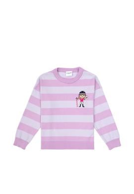 Kız Çocuk Lila Çizgili Bisiklet Yaka Kazak - 50316302002