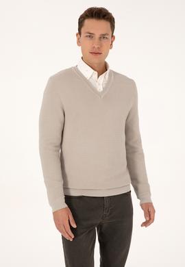 Erkek Regular Fit V Yaka Taş Kazak - 50315028023