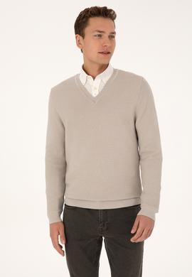 Erkek Regular Fit V Yaka Taş Kazak - 50315028023