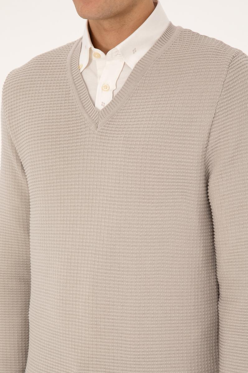 Erkek Regular Fit V Yaka Taş Kazak