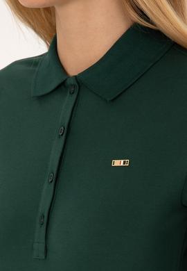 Kadın Koyu Yeşil Basic Polo Yaka Sweatshırt - 50313593036