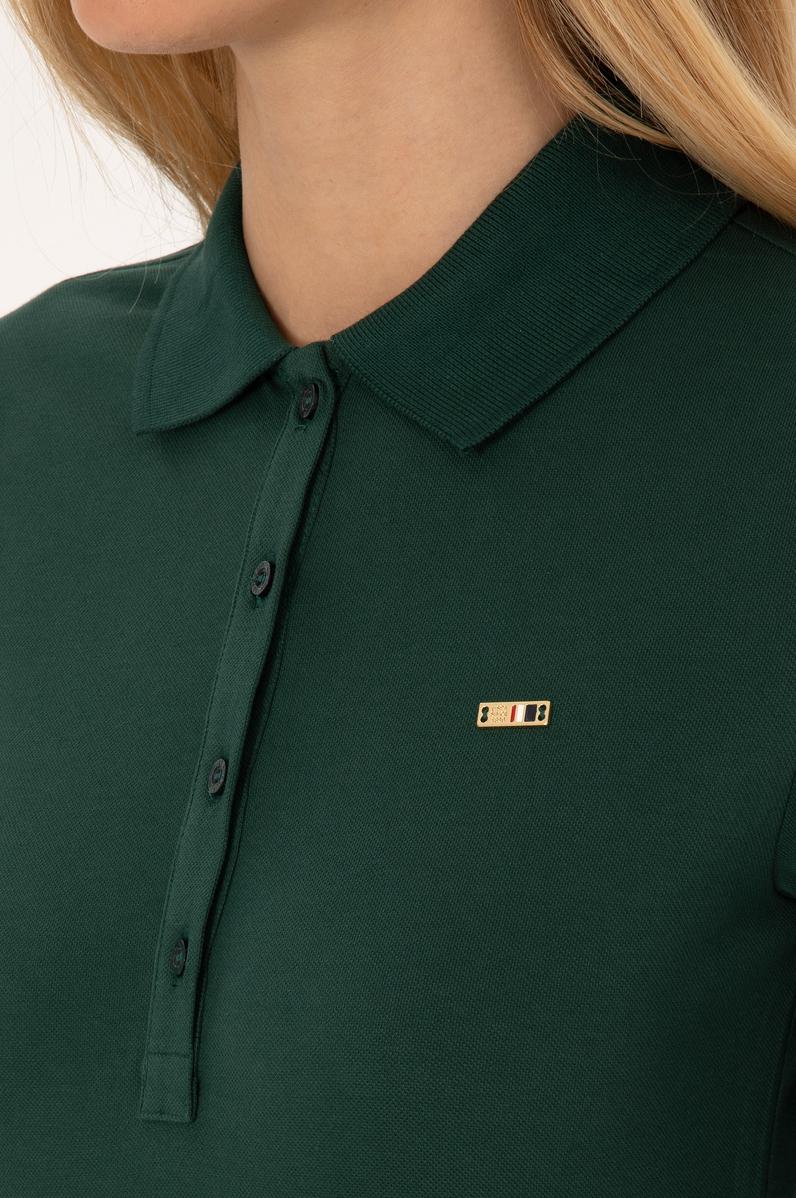 Kadın Koyu Yeşil Basic Polo Yaka Sweatshırt