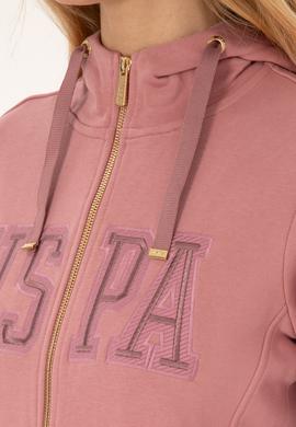 Kadın Gül Kurusu Fermuarlı Kapüşonlu Basic Sweatshirt - 50307769077