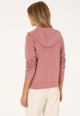 Kadın Gül Kurusu Fermuarlı Kapüşonlu Basic Sweatshirt - 50307769077