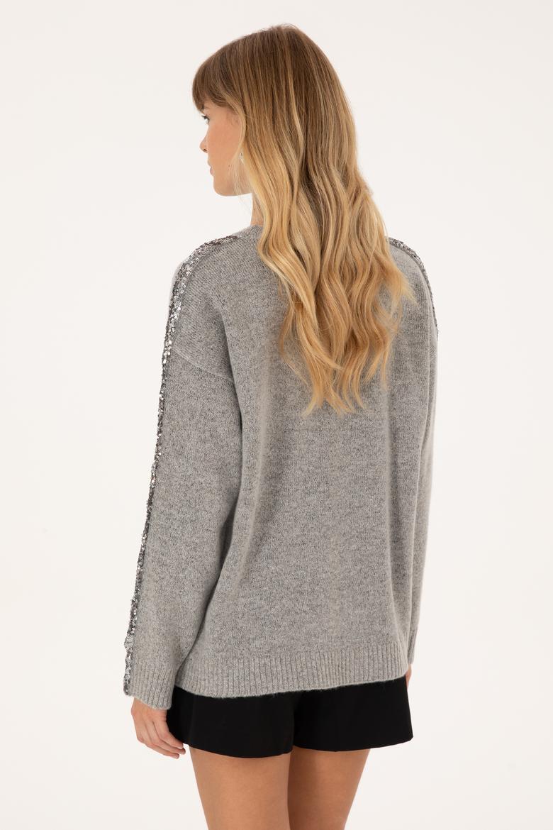 Kadın Gri Bisiklet Yaka Triko Kazak - 50313263003