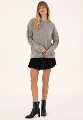 Kadın Gri Bisiklet Yaka Triko Kazak - 50313263003