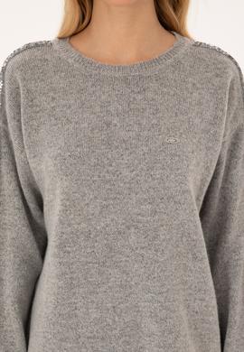 Kadın Gri Bisiklet Yaka Triko Kazak - 50313263003