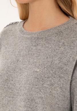 Kadın Gri Bisiklet Yaka Triko Kazak - 50313263003